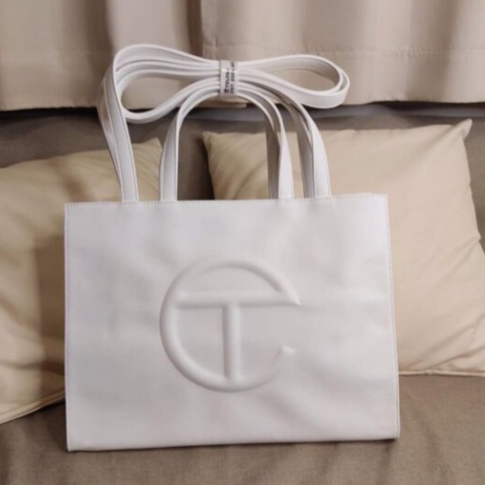 Telfar White Large Shopping Tote